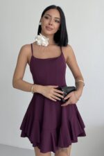 Prenses Model Askılı Mor Elbise - Mürdüm - Görsel 2