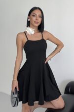 Prenses Model Askılı Siyah Elbise - Siyah - Görsel 2