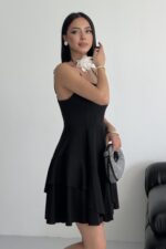 Prenses Model Askılı Siyah Elbise - Siyah - Görsel 3