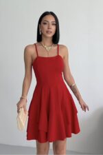 Prenses Model Askılı Kırmızı Elbise - Kırmızı - Görsel 2