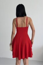 Prenses Model Askılı Kırmızı Elbise - Kırmızı - Görsel 4