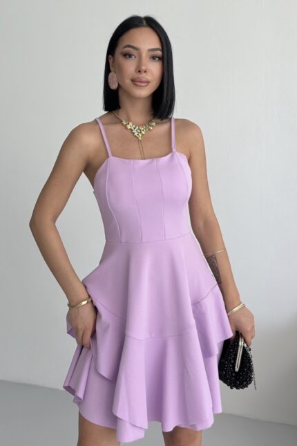 Prenses Model Askılı Lila Elbise – Lila - Alfudo Moda