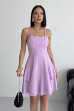 Prenses Model Askılı Lila Elbise - Lila - Görsel 2
