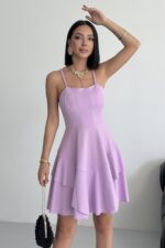 Prenses Model Askılı Lila Elbise - Lila - Görsel 3
