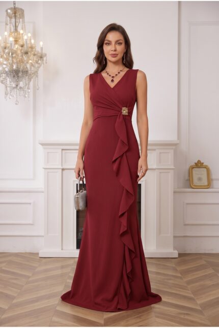 kadın siyah abiye – Bordo - Alfudo Moda