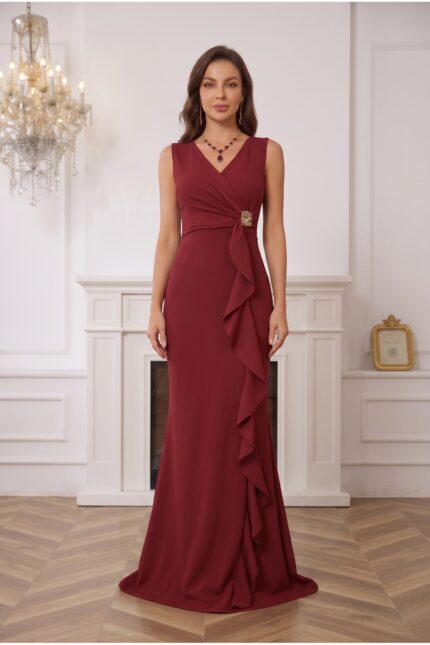 kadın siyah abiye – Bordo - Alfudo Moda