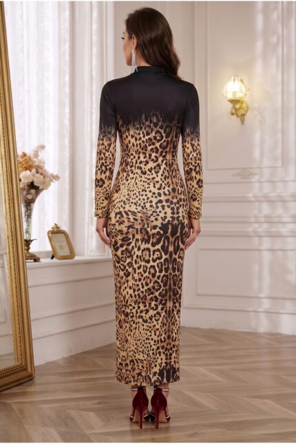 Leopar Desenli Maxi Elbise – Leopar - Alfudo Moda