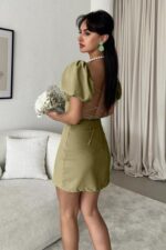 Sırt Dekolteli Serenity Siyah Mini Elbise - Taş - Görsel 2