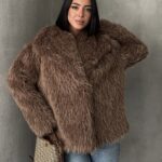İçi Astarlı Premium Siyah Kürk - Kahverengi