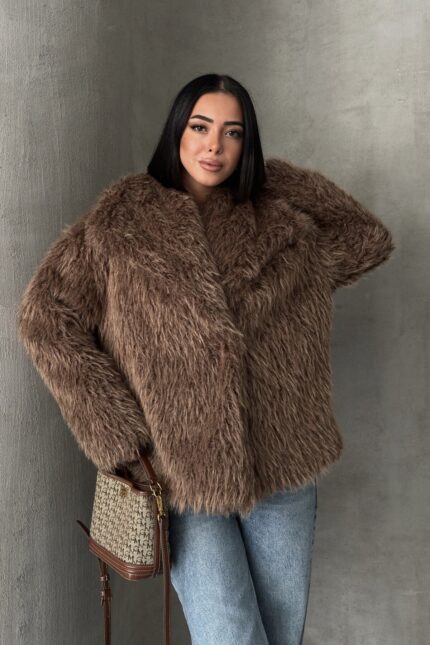 İçi Astarlı Premium Siyah Kürk – Kahverengi - Alfudo Moda