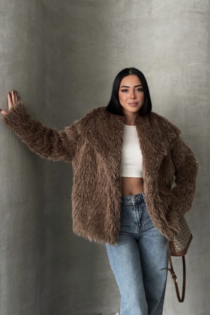 İçi Astarlı Premium Siyah Kürk – Kahverengi - Alfudo Moda