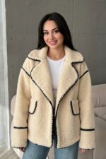 Valley Kadın Kruvaze Yaka Teddy Mont - Bej