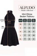 Parıltılı Taş Baskılı Mini Siyah Abiye Mezuniyet Elbise - Siyah - Görsel 6