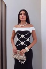 Eliza Çiçekli Abiye Siyah Elbise - Siyah - Görsel 3