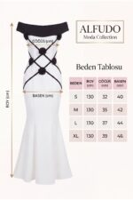 Eliza Çiçekli Abiye Beyaz Elbise - Beyaz - Görsel 4